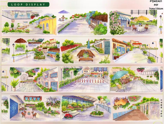 Jing Wu Zhi A (Lhasa,Xizang , Coastal walkway , Flower shop ,The night town, A sunny afternoon ,Seascape ) 12 Styles LOOPS