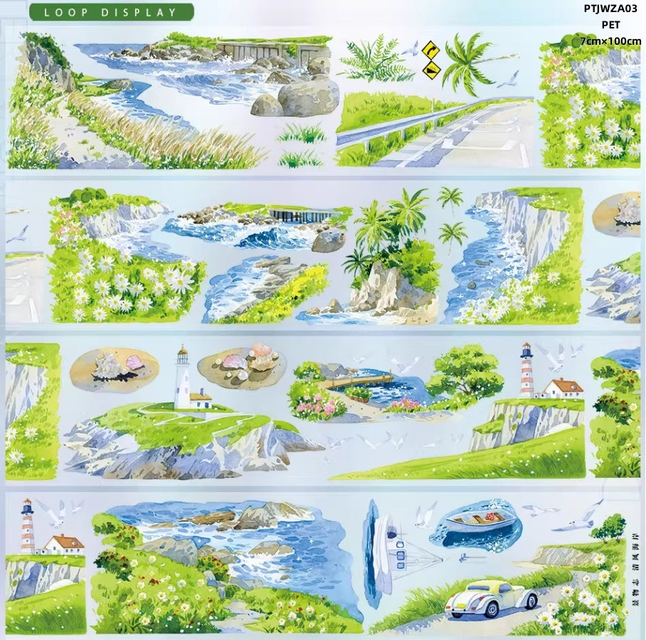 Jing Wu Zhi A (Lhasa,Xizang , Coastal walkway , Flower shop ,The night town, A sunny afternoon ,Seascape ) 12 Styles LOOPS