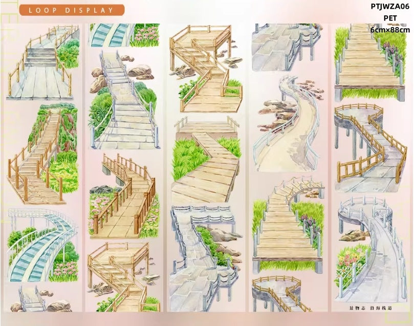 Jing Wu Zhi A (Lhasa,Xizang , Coastal walkway , Flower shop ,The night town, A sunny afternoon ,Seascape ) 12 Styles LOOPS