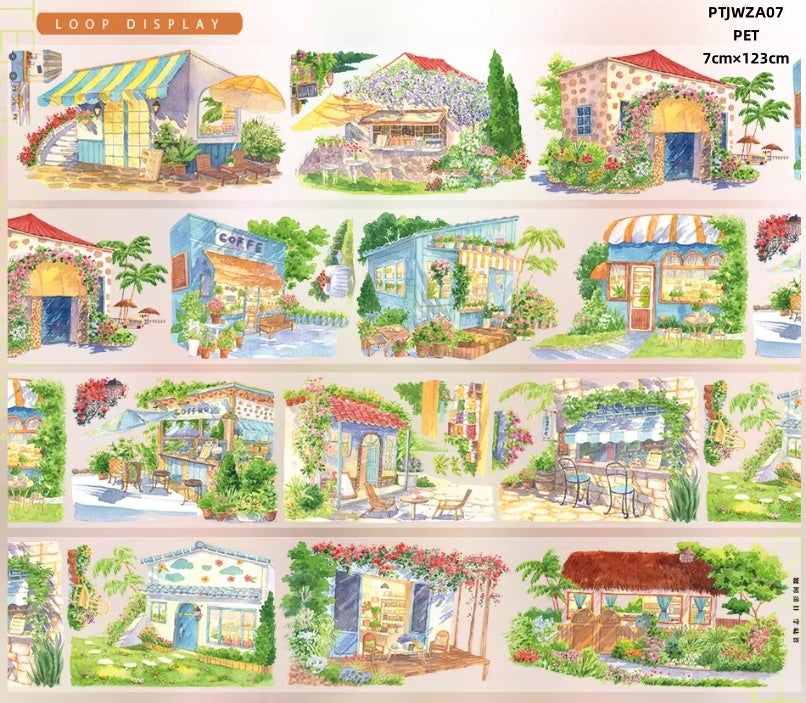 Jing Wu Zhi A (Lhasa,Xizang , Coastal walkway , Flower shop ,The night town, A sunny afternoon ,Seascape ) 12 Styles LOOPS