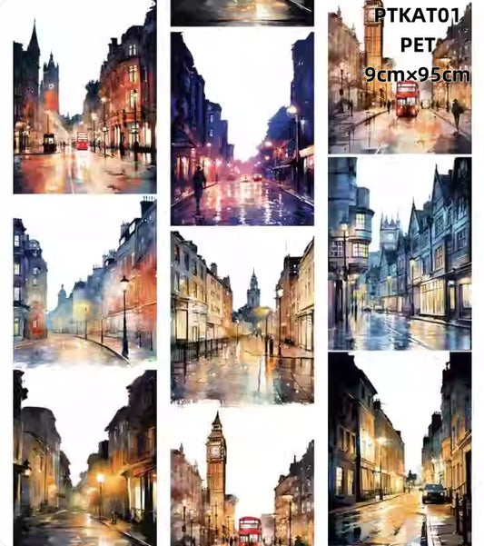 Xiao Ke Ai T ( Nostalgia , Retro architecture ,Night scene ) 2 Styles LOOPS