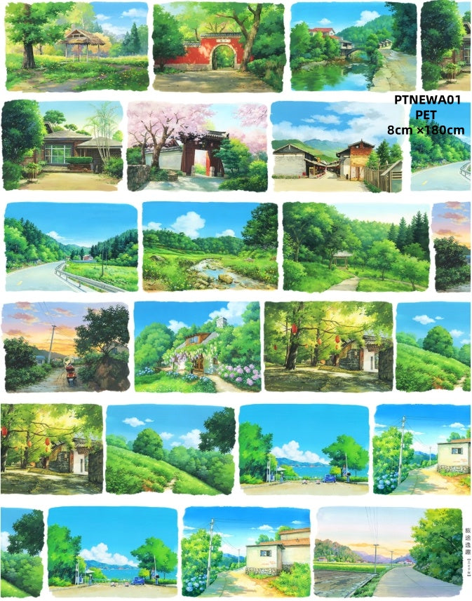 NEW A ( Forest ,The forest path,The house in the forest,Street peple ,Wilderness ,Camping area ,Camping tent ,Camping ,Flowers and plants ,Heavy traffic on the street,Log cabin )9 Styles LOOPS
