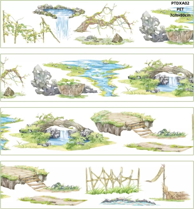 Da Xiang Jun A(Clouds ,Fence , Road ,Bridge ,Autumn scenery ,Log cabin )8 Styles LOOPS