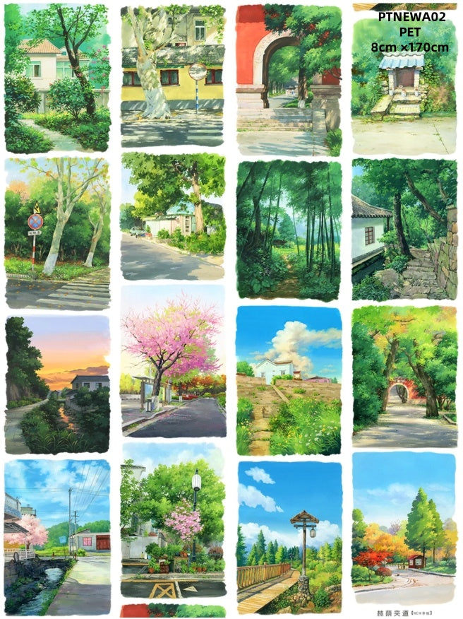 NEW A ( Forest ,The forest path,The house in the forest,Street peple ,Wilderness ,Camping area ,Camping tent ,Camping ,Flowers and plants ,Heavy traffic on the street,Log cabin )9 Styles LOOPS