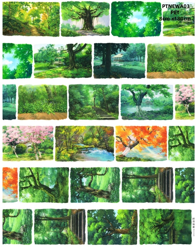 NEW A ( Forest ,The forest path,The house in the forest,Street peple ,Wilderness ,Camping area ,Camping tent ,Camping ,Flowers and plants ,Heavy traffic on the street,Log cabin )9 Styles LOOPS
