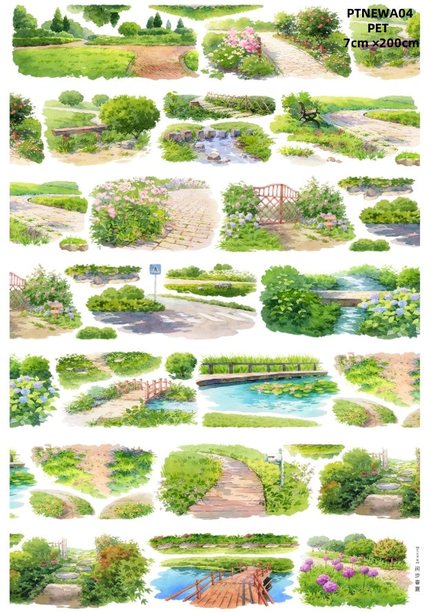 NEW A ( Forest ,The forest path,The house in the forest,Street peple ,Wilderness ,Camping area ,Camping tent ,Camping ,Flowers and plants ,Heavy traffic on the street,Log cabin )9 Styles LOOPS
