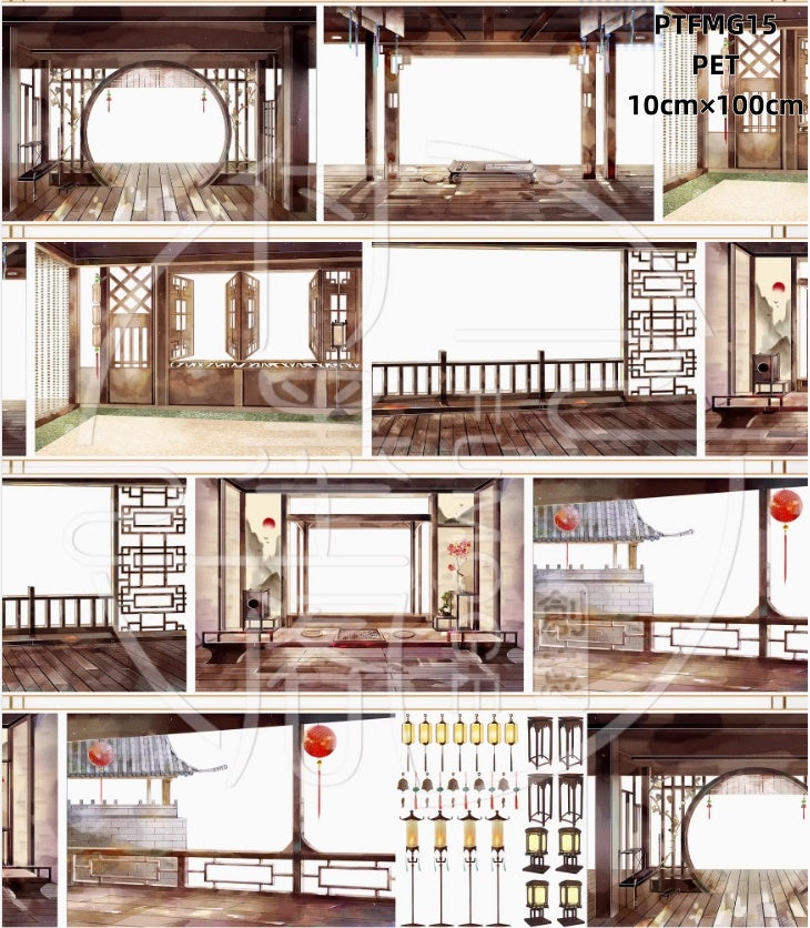 Fu Mo Ge 2 (Acient, General background , byobu , rampart,gate tower,gallery)10 Styles LOOPS