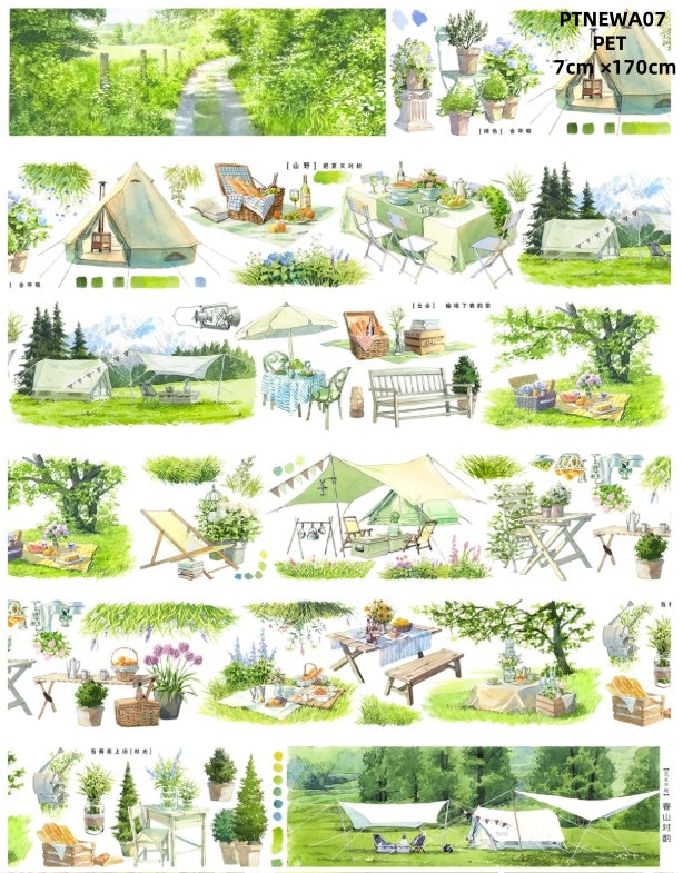 NEW A ( Forest ,The forest path,The house in the forest,Street peple ,Wilderness ,Camping area ,Camping tent ,Camping ,Flowers and plants ,Heavy traffic on the street,Log cabin )9 Styles LOOPS