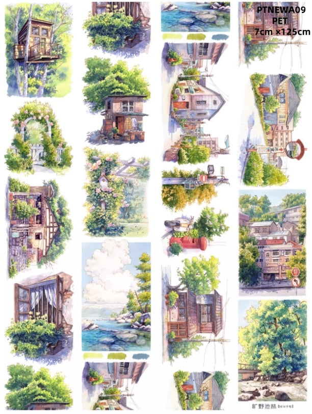 NEW A ( Forest ,The forest path,The house in the forest,Street peple ,Wilderness ,Camping area ,Camping tent ,Camping ,Flowers and plants ,Heavy traffic on the street,Log cabin )9 Styles LOOPS