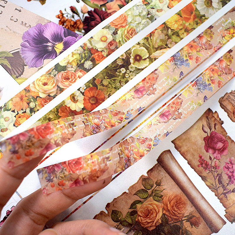 ST-B-17Vintage People and Flower PET precut Creative Sticker Book
