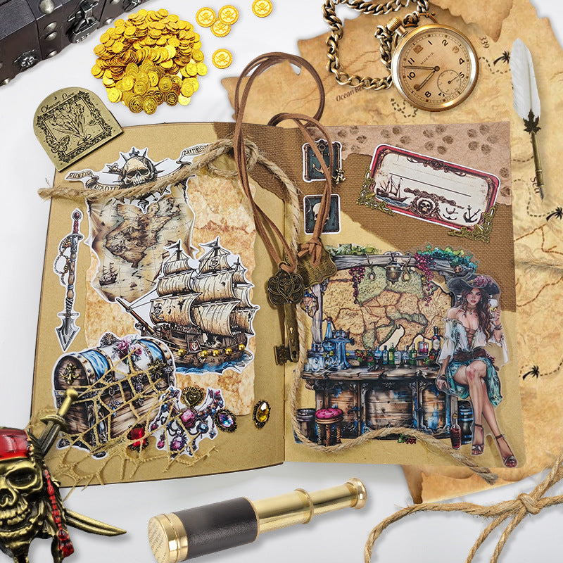 ST-B-23 Christmas hand account material with cutting and die-cutting retro hand account diary decorative landscaping flowers PET sticker book