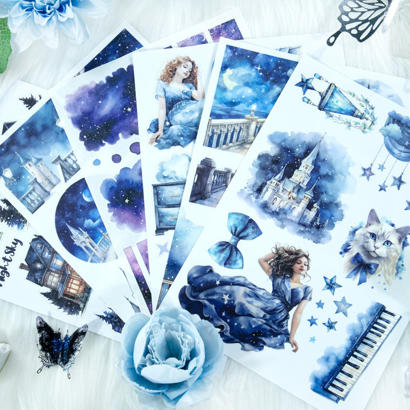 ST-B-20 New Hand Account Creative Sticker Book Ice and Snow World Scenic Character Material Decoration Cut Free Writing Sticker Book