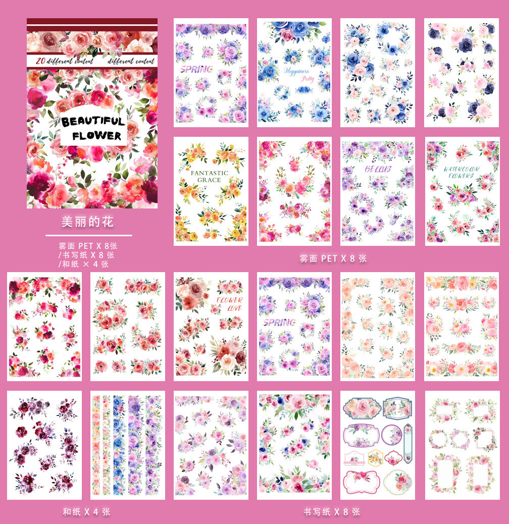 ST-B-17Vintage People and Flower PET precut Creative Sticker Book