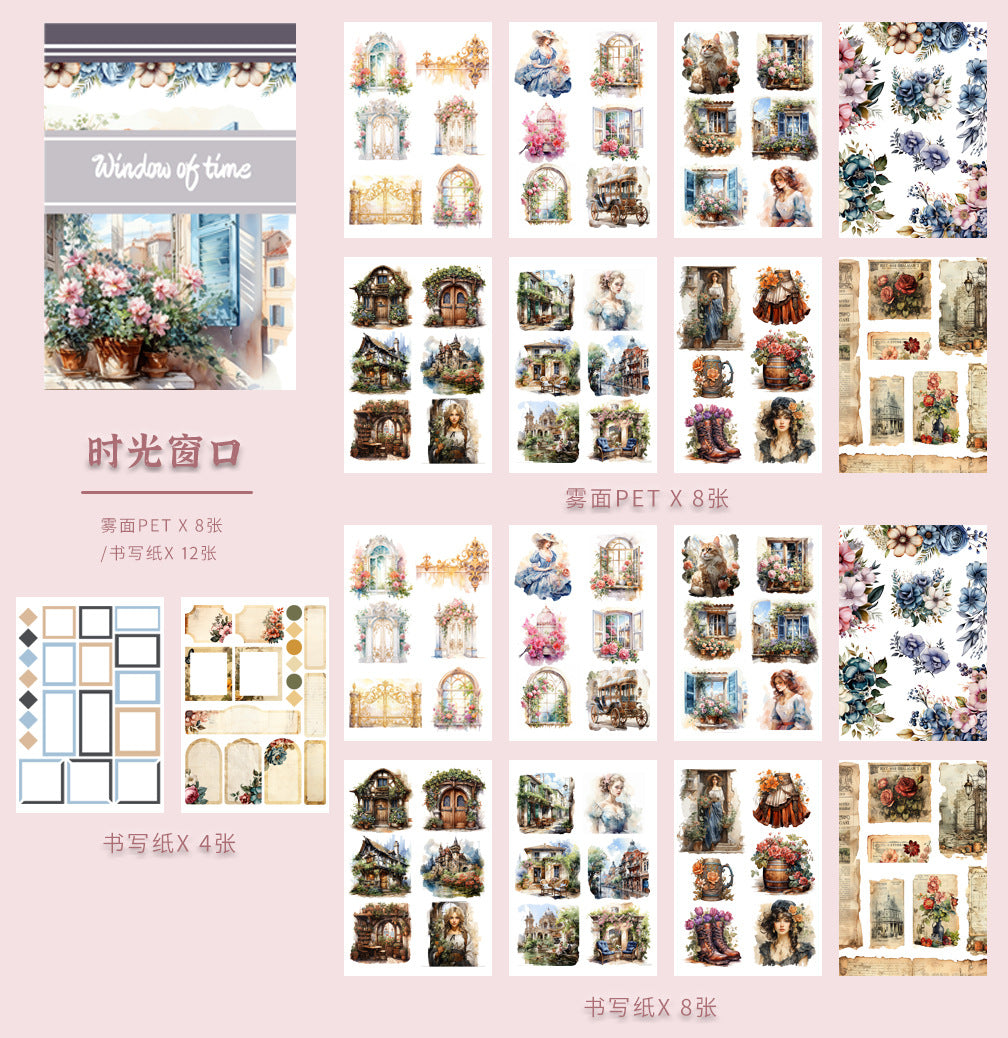 ST-B-18Christmas cross-border die-cutting retro characters handbook PET sticker book