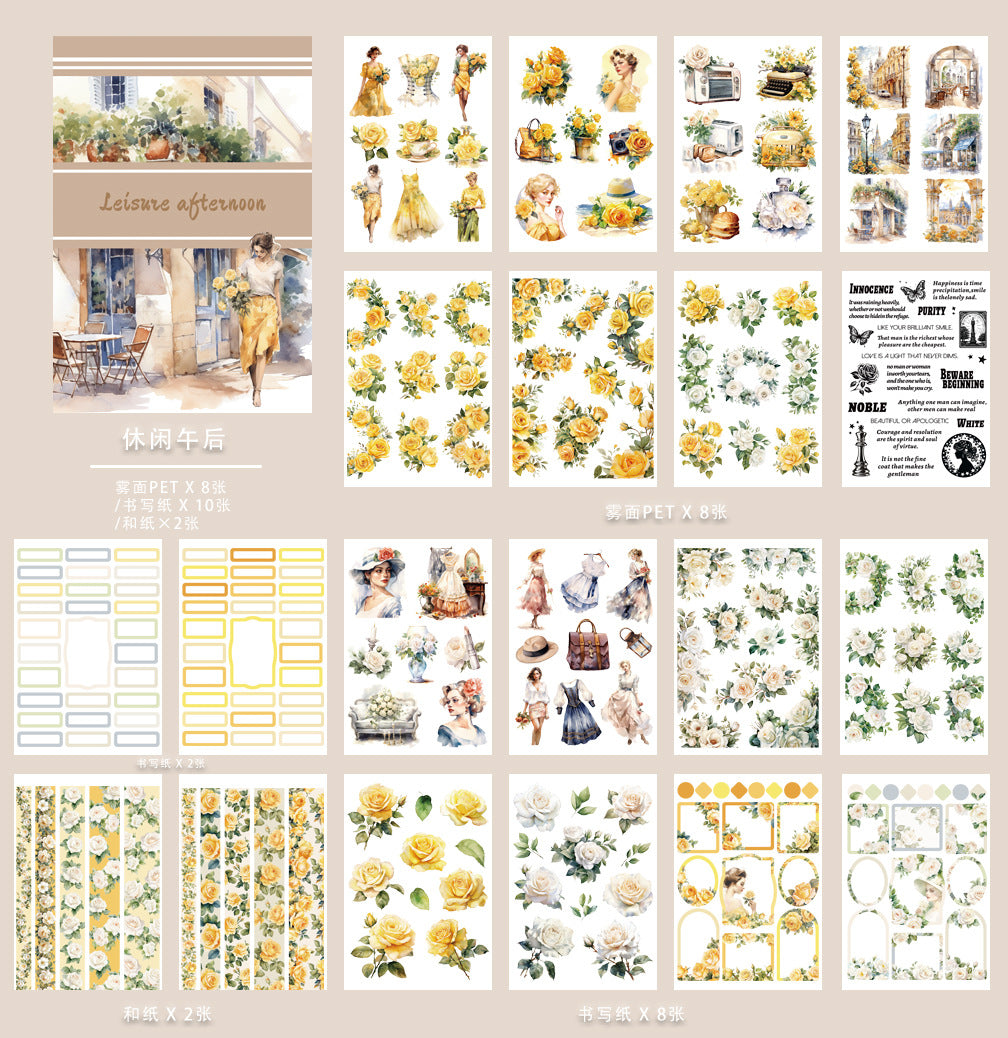 ST-B-15Retro Character Handbook l PET Decoration precut Sticker Book