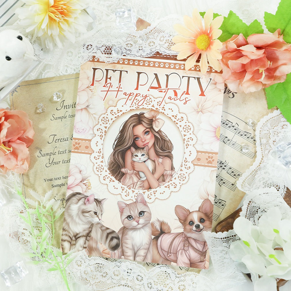 ST-B-23 Christmas hand account material with cutting and die-cutting retro hand account diary decorative landscaping flowers PET sticker book