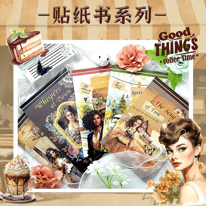 ST-B-14New PET precut retro literature and art, court style handbook decoration-Vintage sticker book--03