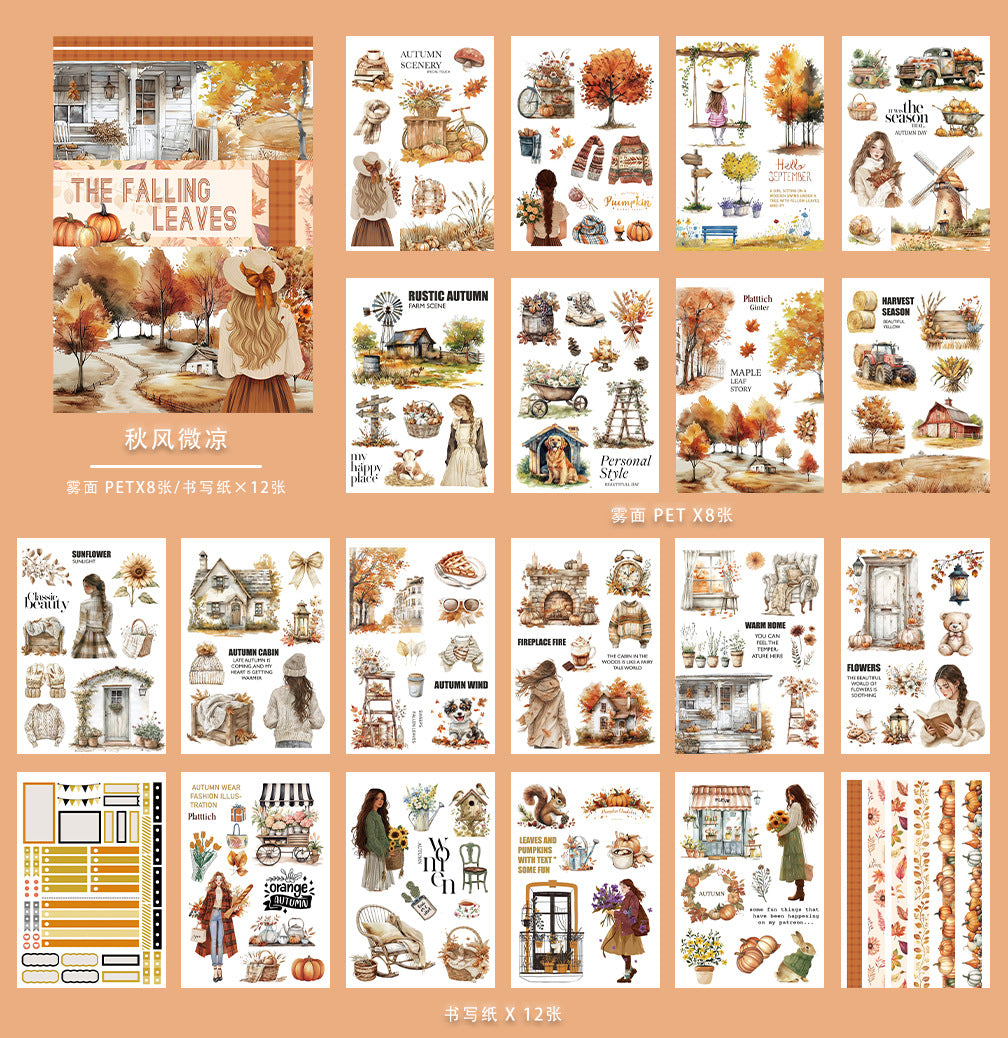 ST-B-23 Christmas hand account material with cutting and die-cutting retro hand account diary decorative landscaping flowers PET sticker book