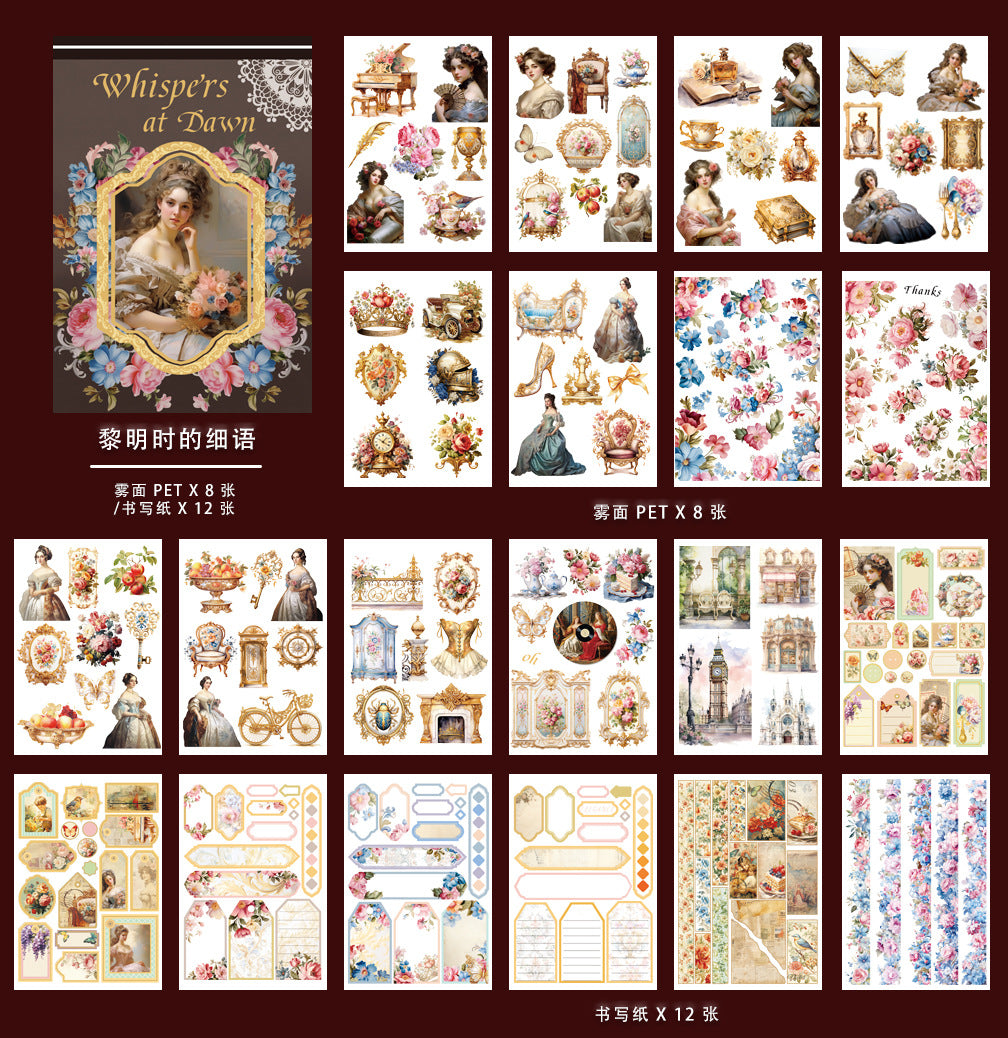 ST-B-14New PET precut retro literature and art, court style handbook decoration-Vintage sticker book--03