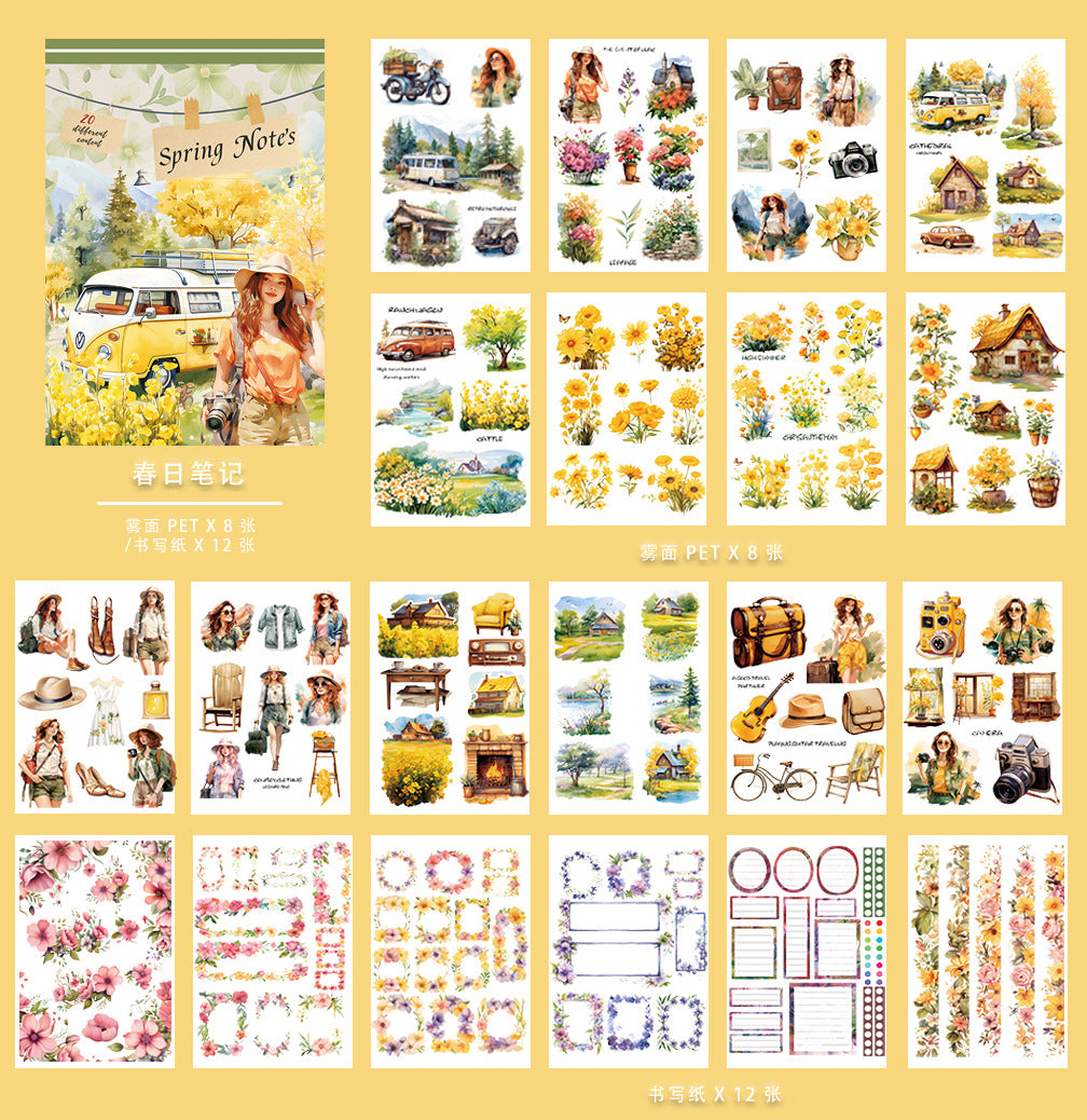 ST-B-14New PET precut retro literature and art, court style handbook decoration-Vintage sticker book--03
