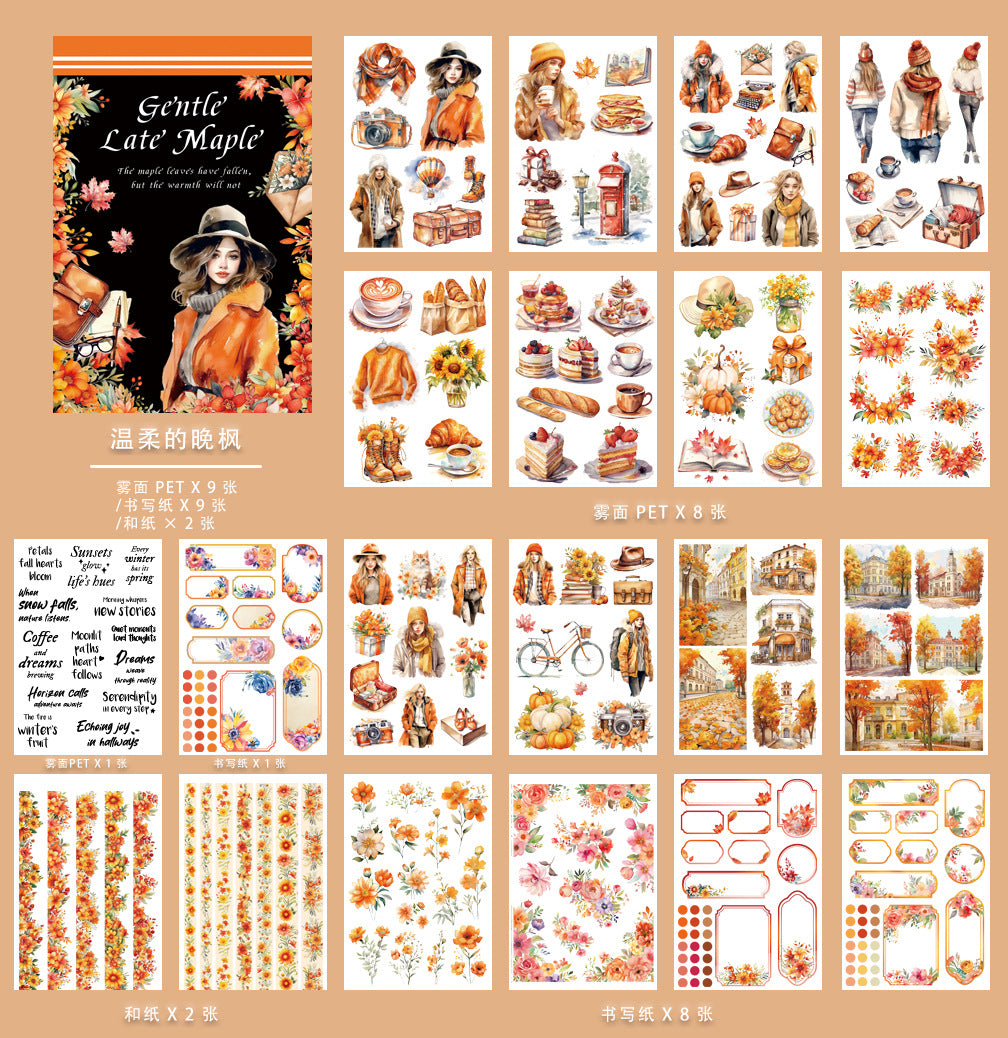 ST-B-15Retro Character Handbook l PET Decoration precut Sticker Book