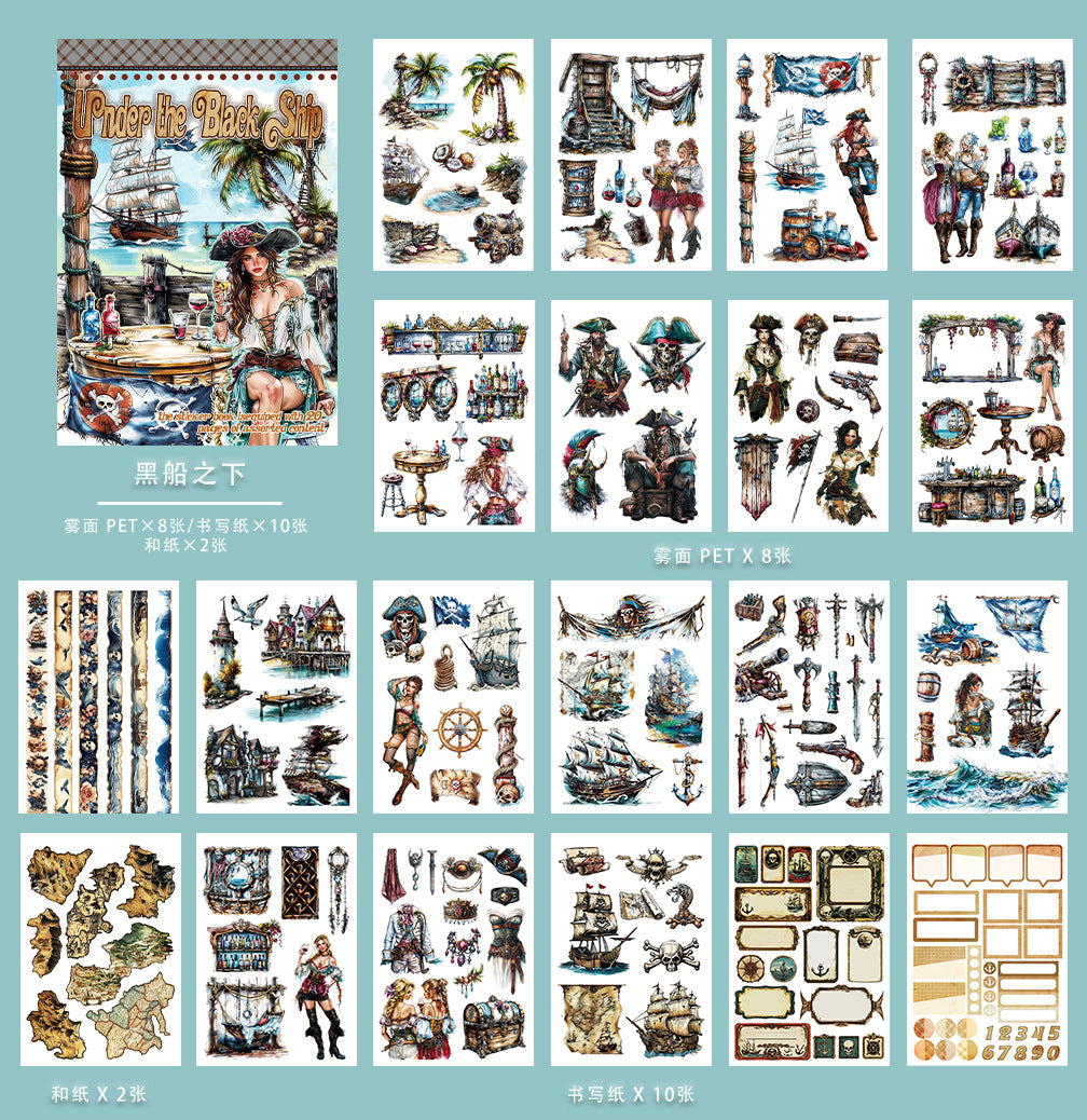 ST-B-23 Christmas hand account material with cutting and die-cutting retro hand account diary decorative landscaping flowers PET sticker book
