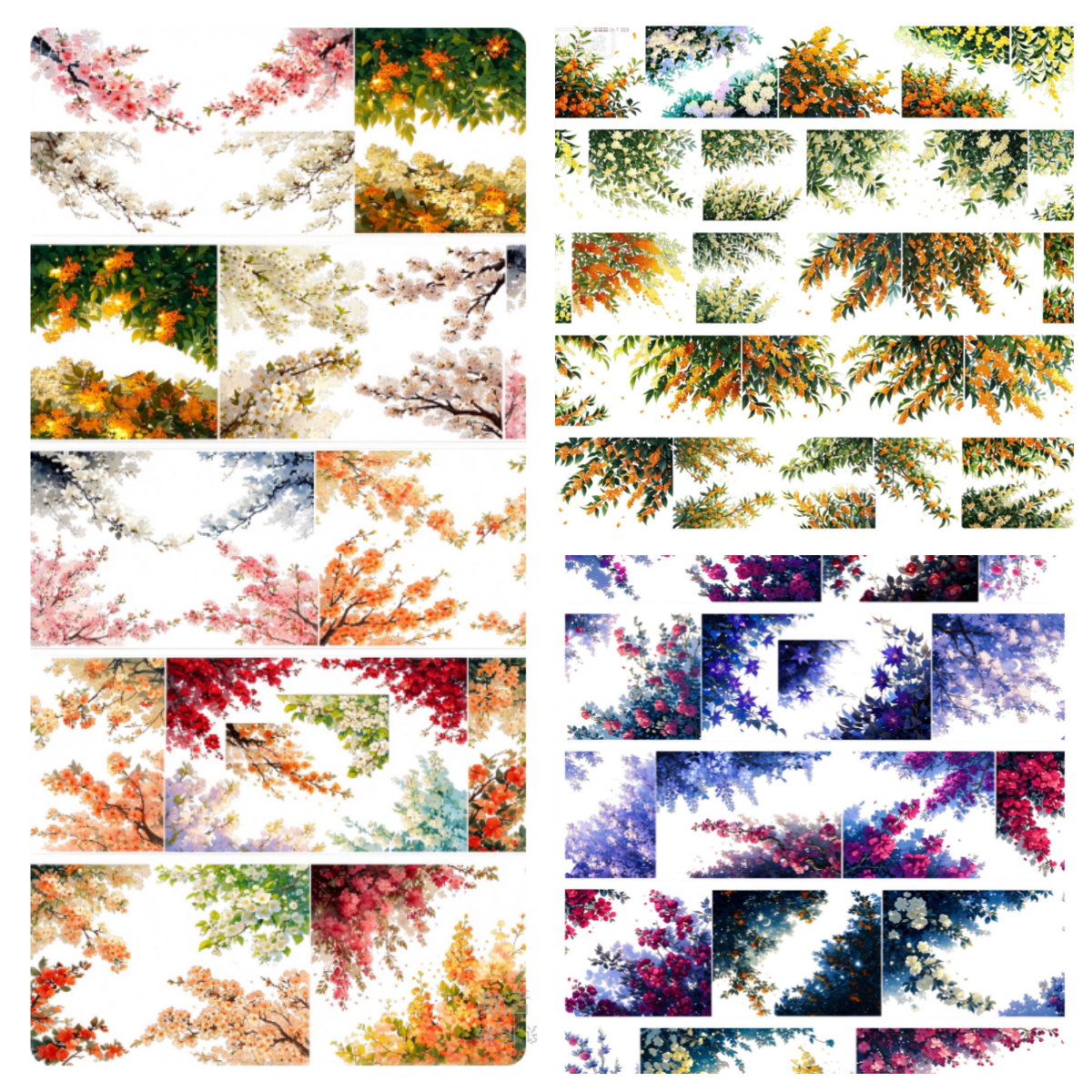Limited Edition《Zhai Mao Ju 》Flower branches ,osmanthus branches ,Night flower branches (Loop)