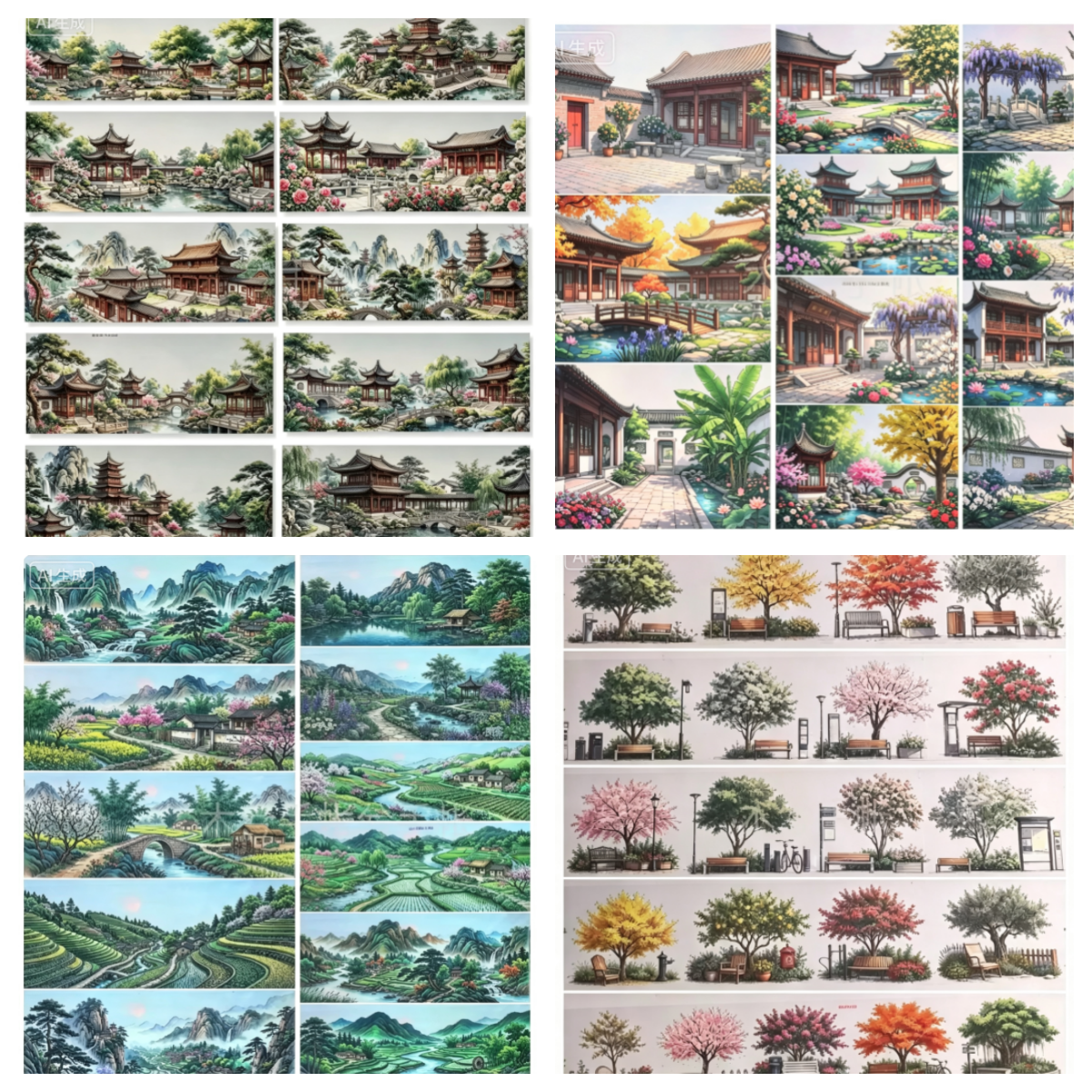 Limited Edition《Zhai Mao Ju 》Scenic countryside ang Benches under the trees (Loop)