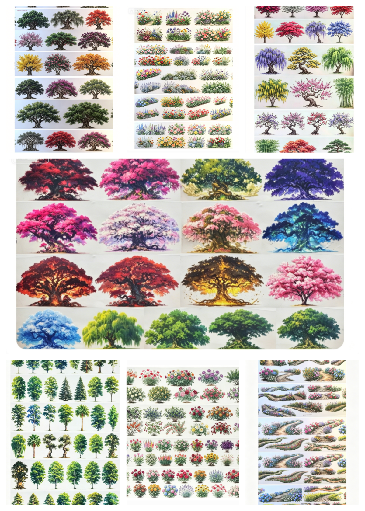 Limited Edition《Zhai Mao Ju 》Tree and flower bed ,flowe gardon ( Loop )