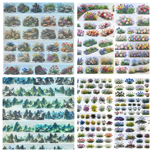 Limited Edition《Zhai Mao Ju 》Big stone and Flowering shrubs,green hill (Loop)