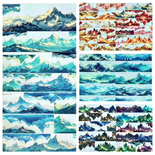 Limited Edition《Zhai Mao Ju 》Ancient-style landscapes,Snow-capped mountains,Glitttering gold mountains (Loop)