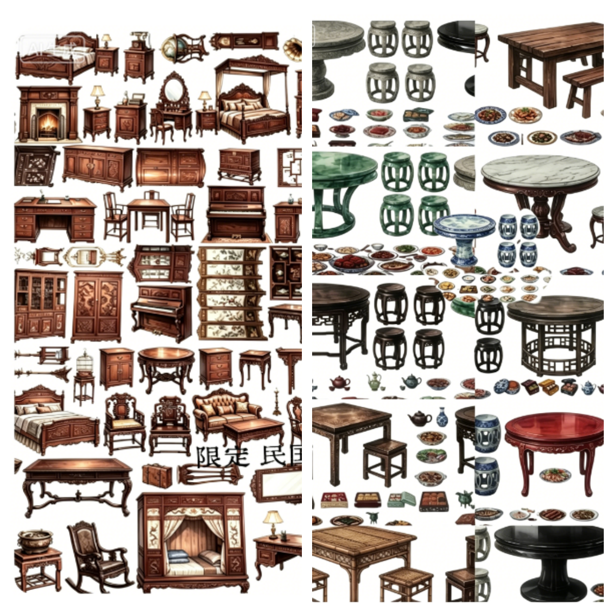 Limited Edition《Zhai Mao Ju 》Ancient furniture,Liberal table (Loop)