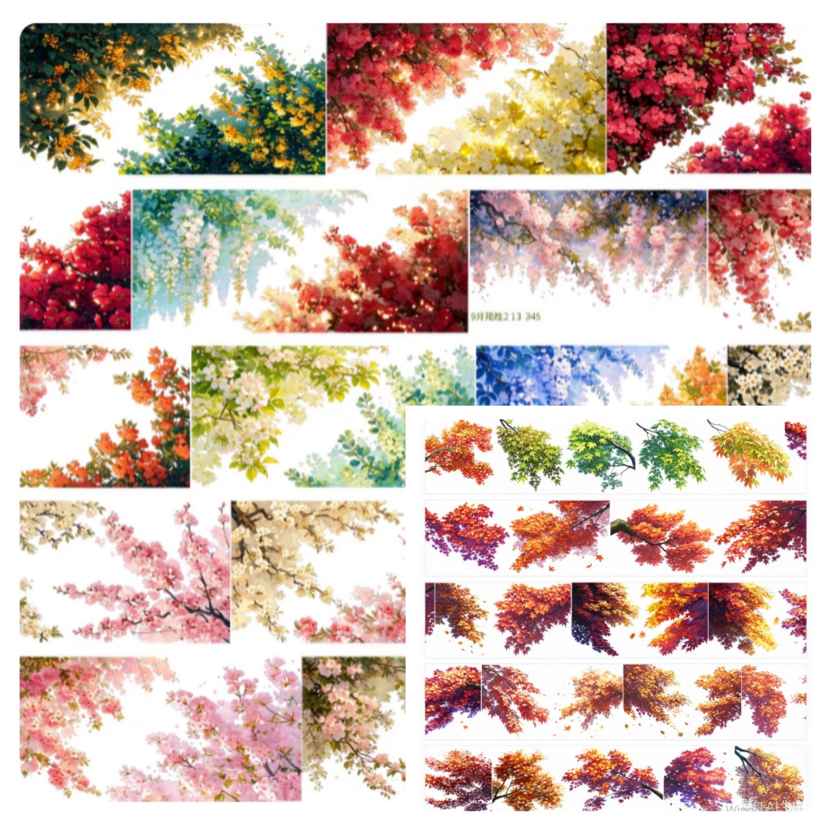 Limited Edition《Zhai Mao Ju 》Flower branches,Maple leaf (Loop)