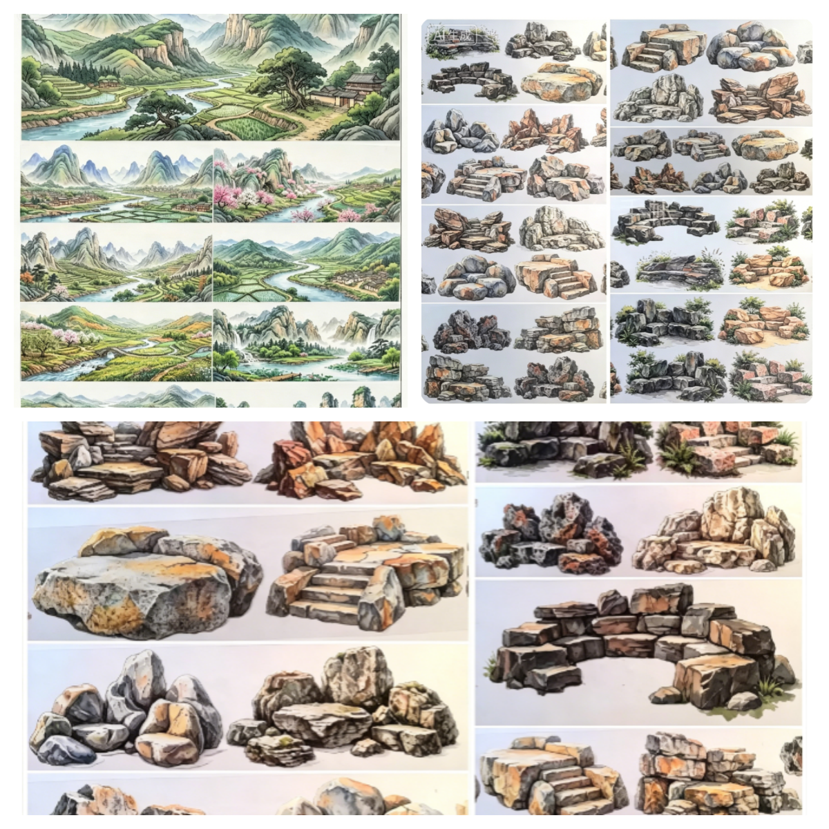 Limited Edition《Zhai Mao Ju 》Stone ,Landscape and idyll (Loop)