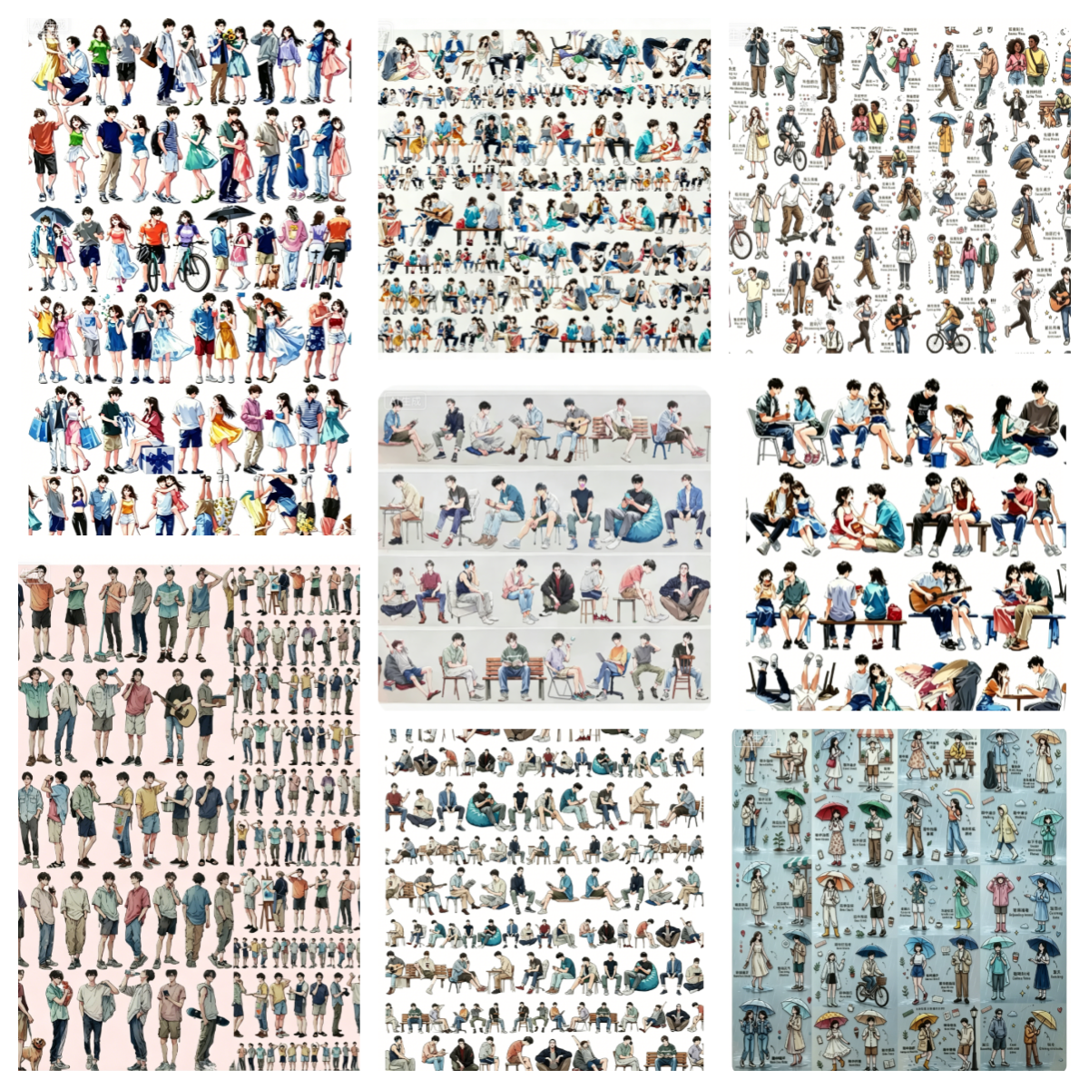 Limited Edition《Zhai Mao Ju 》Modern figures ,Boy and Girl ( Loop )