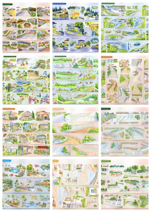 Jing Wu Zhi A (Lhasa,Xizang , Coastal walkway , Flower shop ,The night town, A sunny afternoon ,Seascape ) 12 Styles LOOPS