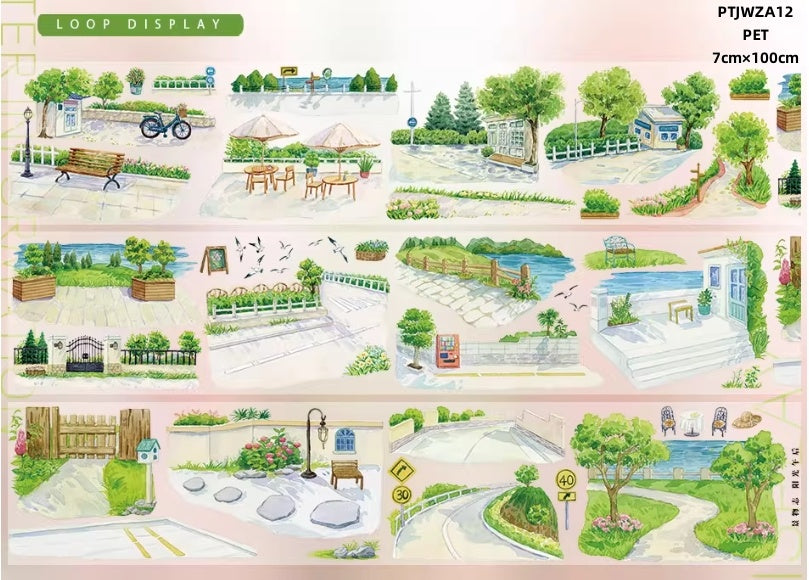 Jing Wu Zhi A (Lhasa,Xizang , Coastal walkway , Flower shop ,The night town, A sunny afternoon ,Seascape ) 12 Styles LOOPS