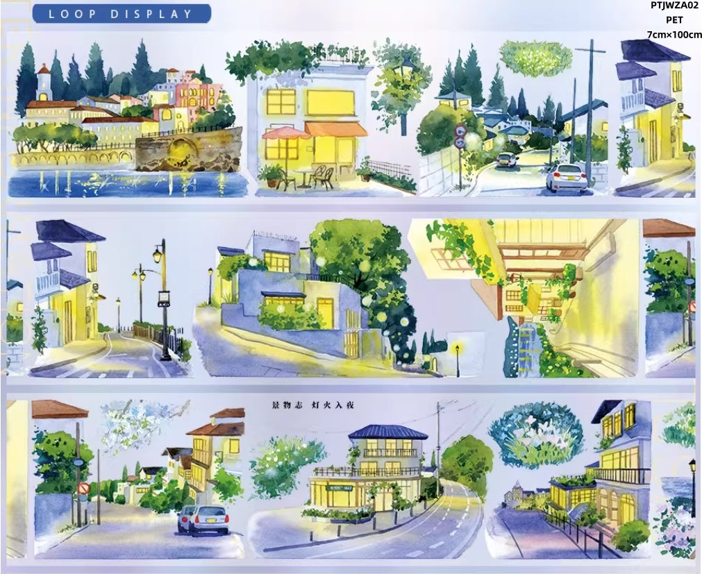 Jing Wu Zhi A (Lhasa,Xizang , Coastal walkway , Flower shop ,The night town, A sunny afternoon ,Seascape ) 12 Styles LOOPS