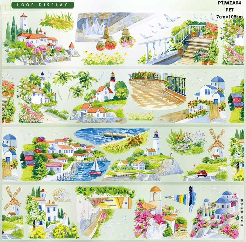 Jing Wu Zhi A (Lhasa,Xizang , Coastal walkway , Flower shop ,The night town, A sunny afternoon ,Seascape ) 12 Styles LOOPS
