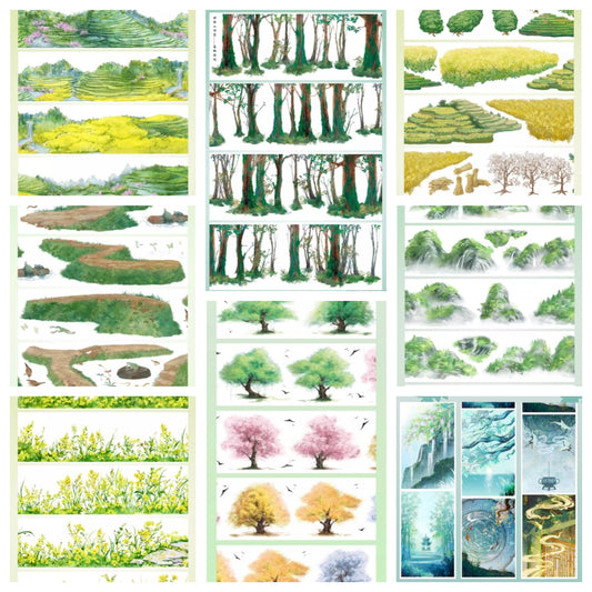 Shi An Jia C(Terraced fields ,Country ,Rape flower ,Mountain and flower water ,Field animals ,earthworm,tortoise,butterfly,frog) 8 Styles LOOPS