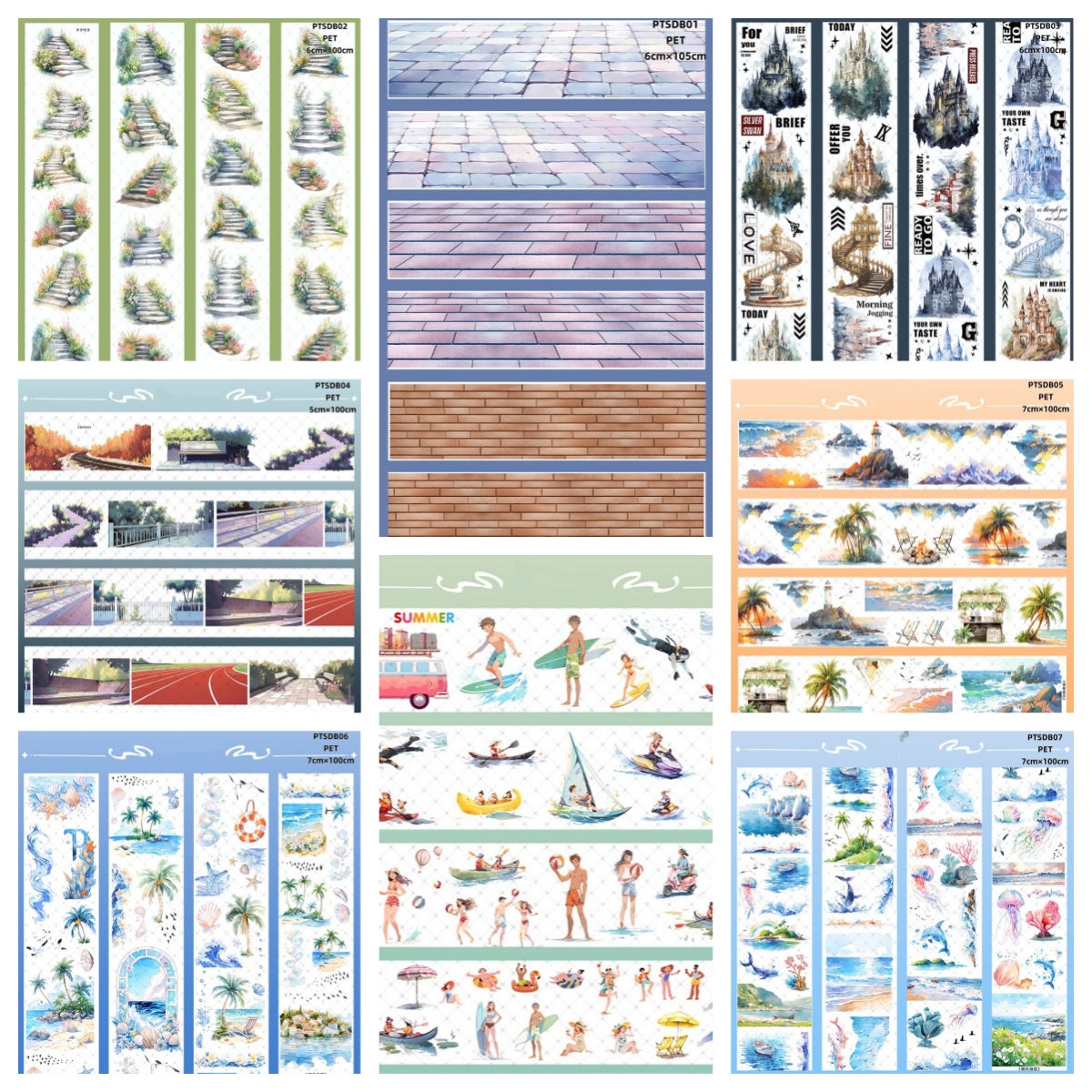 San Du Wen Chuang B(Ground ,Steps ,Cannes estate ,Sunset at the seaside ,Seascape ,shell,dolphin ,jellyfish ,Spend vacation by sea ) 7 Styles LOOPS