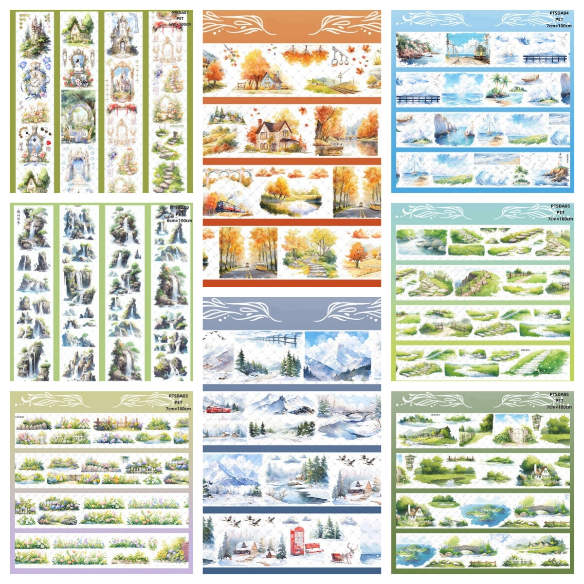 San Du Wen Chuang A (Alice castle ,Falls ,Flower bed ,Seascape ,A landscape of lakes anf mountains ,Autumn scenery , Snow mountain ,Snowy wooden cabin )7 Styles LOOPS