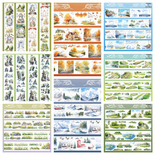 San Du Wen Chuang A (Alice castle ,Falls ,Flower bed ,Seascape ,A landscape of lakes anf mountains ,Autumn scenery , Snow mountain ,Snowy wooden cabin )7 Styles LOOPS