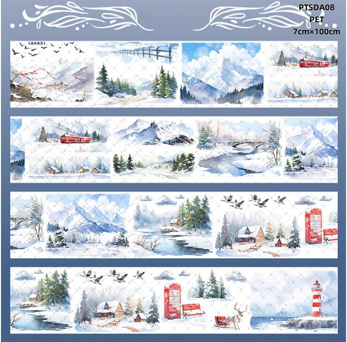 San Du Wen Chuang A (Alice castle ,Falls ,Flower bed ,Seascape ,A landscape of lakes anf mountains ,Autumn scenery , Snow mountain ,Snowy wooden cabin )7 Styles LOOPS
