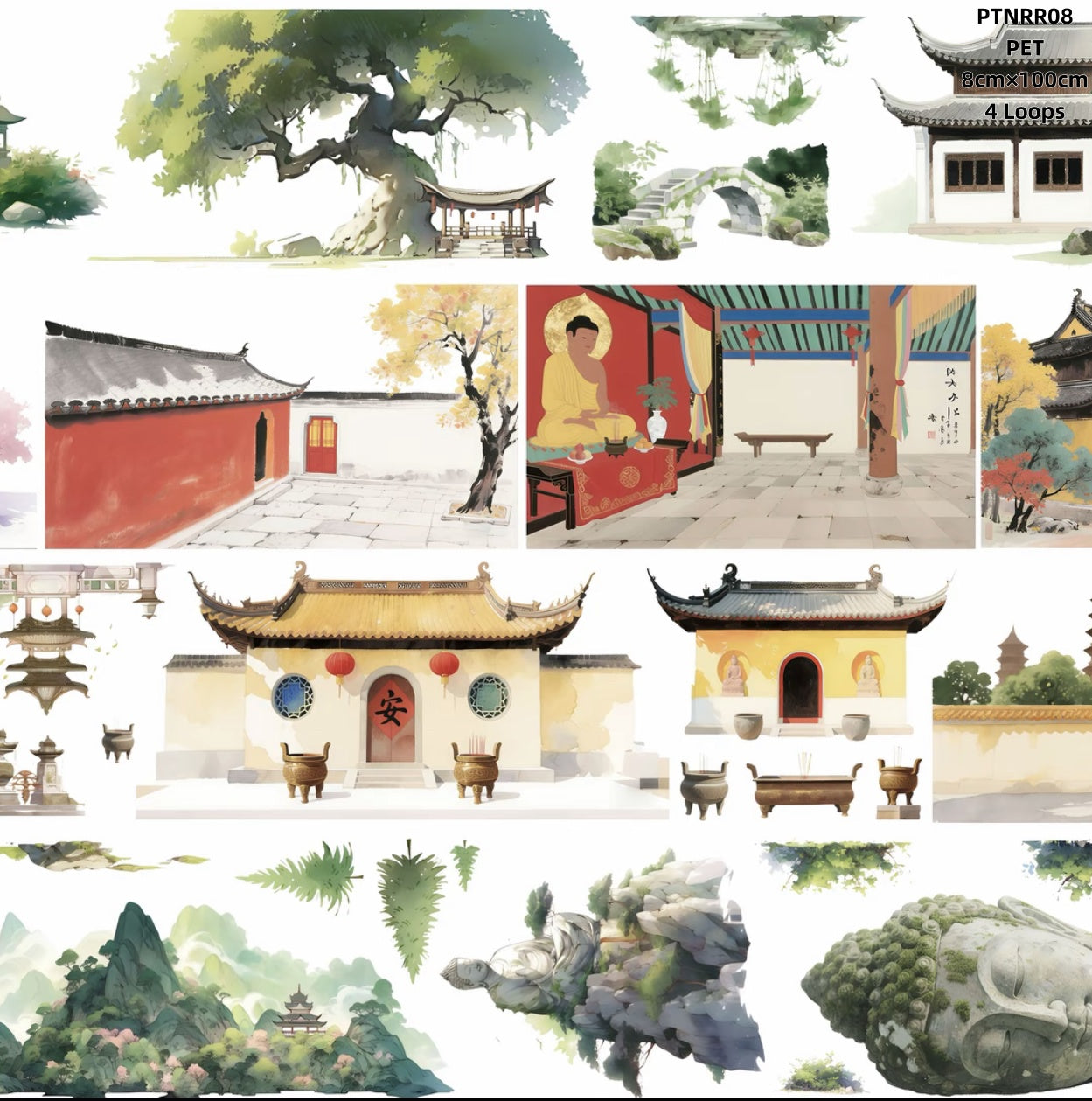Ning Ren Ren B (Building and scenery stikers ) 7 Styles LOOPS