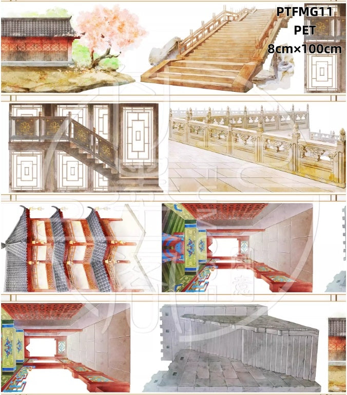 Fu Mo Ge 2 (Acient, General background , byobu , rampart,gate tower,gallery）10 Styles LOOPS