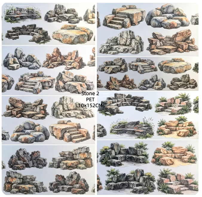 Limited Edition《Zhai Mao Ju 》Stone ,Landscape and idyll (Loop)