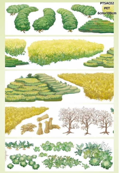 Shi An Jia C(Terraced fields ,Country ,Rape flower ,Mountain and flower water ,Field animals ,earthworm,tortoise,butterfly,frog) 8 Styles LOOPS