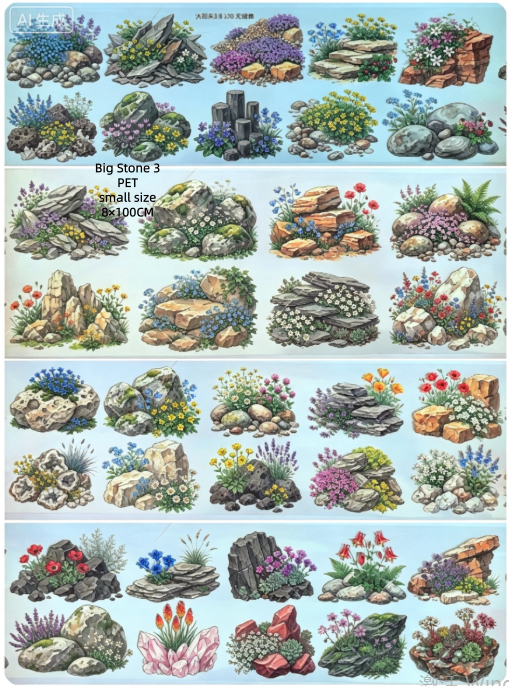 Limited Edition《Zhai Mao Ju 》Big stone and Flowering shrubs,green hill (Loop)
