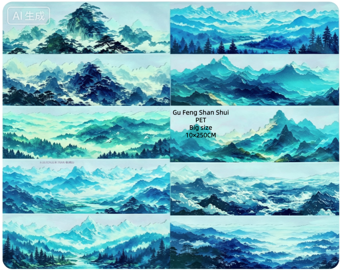 Limited Edition《Zhai Mao Ju 》Ancient-style landscapes,Snow-capped mountains,Glitttering gold mountains (Loop)